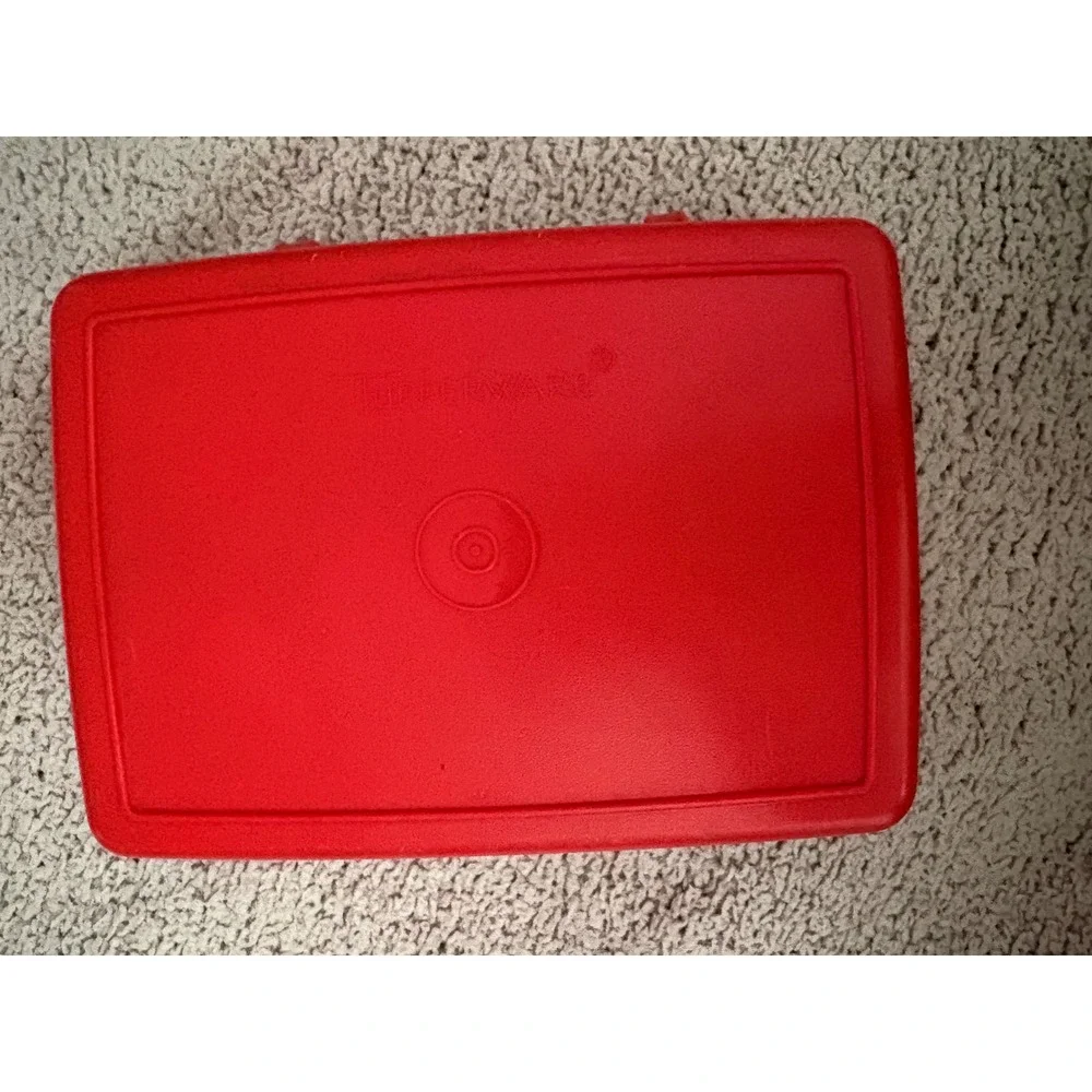 Vintage Tupperware Red Picnic Lunch Set Carrier with Lids and Cups 6 Piece
